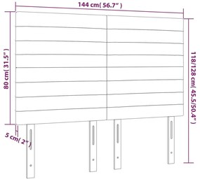 Κεφαλάρι Κρεβατιού LED Μαύρο 144x5x118/128 εκ. Υφασμάτινο - Μαύρο