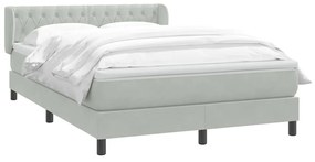 Κρεβάτι Boxspring με Στρώμα Ανοιχτό Γκρι 140x210 εκ. Βελούδινο - Γκρι