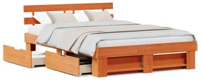 vidaXL Σκελετός Κρεβατιού Καφέ κεριού 150 x 200 cm Στερεό Ξύλο