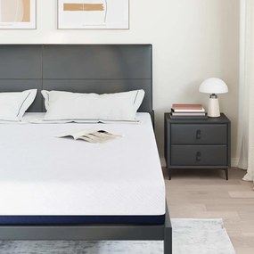 vidaXL Στρώμα Λευκό και Μπλε 200 x 200 cm Ζακάρ ύφασμα