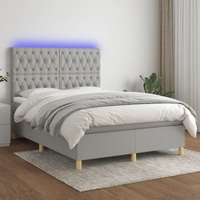 ΚΡΕΒΑΤΙ BOXSPRING ΜΕ ΣΤΡΩΜΑ &amp; LED ΑΝ.ΓΚΡΙ 140X200ΕΚ. ΥΦΑΣΜΑΤΙΝΟ 3135677