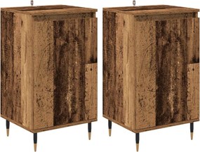 vidaXL Πλαϊνό γραφείο 2 pcs Παλιό Ξύλο 40 x 35 x 70 εκ.