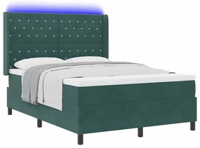vidaXL Κρεβάτι Box Spring LED με Στρώμα Πράσινο 160 x 200 cm Βελούδο