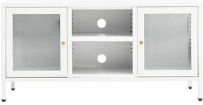 vidaXL Έπιπλο Τηλεόρασης Λευκό 105 x 35 x 52 εκ. από Ατσάλι και Γυαλί