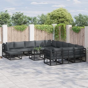 vidaXL Σετ Καναπέ Κήπου 12 pcs Μαύρο 71.5 x 71.5 x 71 εκ Αλουμίνιο