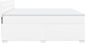 vidaXL Κρεβάτι Boxspring με Στρώμα Λευκό 200x200 εκ. Συνθετικό Δέρμα