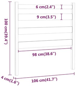 vidaXL Κεφαλάρι Κρεβατιού Λευκό 106 x 4 x 100 εκ. Μασίφ Ξύλο Πεύκου