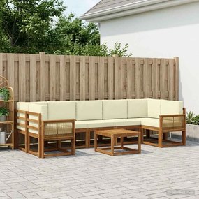 vidaXL Σειρά Καναπέ Εξωτερικού 8 pcs Φυσικό και Κρέμα Πολυεστέρας