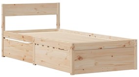 vidaXL Κρεβάτι με Συρτάρια και Στρώμα 90x190 εκ. Μασίφ Ξύλο Πεύκου