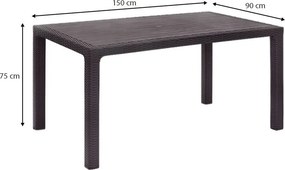 Τραπέζι πολυπροπυλενίου Kalan Megapap χρώμα καφέ 150x90x75εκ.