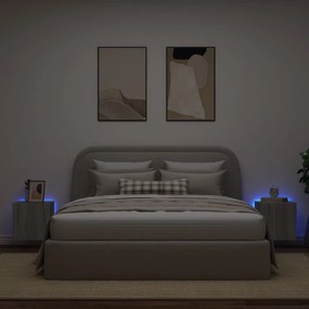 vidaXL Έπιπλα Τοίχου Τηλ. με LED 2 Τεμ. Γκρι Sonoma 40,5x35x40 εκ.