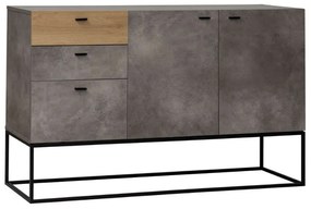 Μπουφές Delta 05-0608 136x41x82cm Cement-Dark Oak Μελαμίνη,Μέταλλο