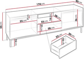 Έπιπλο τηλεόρασης Mizo 2K1SZ-Leuko - 174.00Χ40.00Χ55.00cm