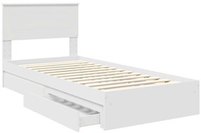 vidaXL Κρεβάτι Αποθήκης Λευκό 75 x 190 cm Επεξεργασμένο ξύλο