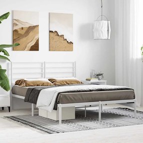 vidaXL Πλαίσιο Κρεβατιού με Κεφαλάρι Λευκό 160x200 εκ. Μεταλλικό