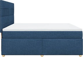 vidaXL Κρεβάτι Boxspring με Στρώμα Μπλε 200x200 εκ. Υφασμάτινο