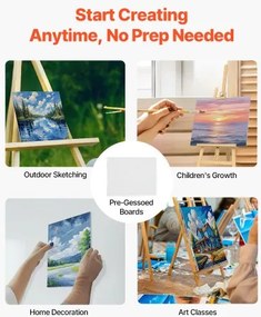 VEVOR Canvas Boards for Painting 32 Pack Multi-Size Blank Canvases for Painting