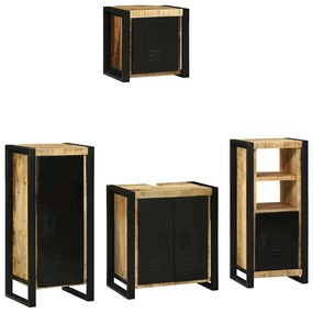vidaXL Σετ Επίπλων Μπάνιου με ράφι 4 pcs Καφέ Στερεό ξύλο μάνγκο