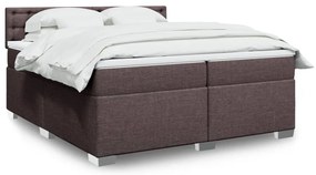 vidaXL Κρεβάτι Boxspring με Στρώμα Σκούρο Καφέ 200x200 εκ. Υφασμάτινο