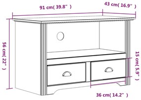 Έπιπλο Τηλεόρασης BODO 2 Συρτάρια Γκρι 91,5x44,5x56 εκ. Πεύκο - Γκρι