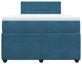 vidaXL Κρεβάτι Boxspring με Στρώμα Μπλε 120x200 εκ. Βελούδινο