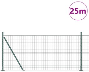 vidaXL Euro Fence με 13 Φλατζωτά Πόστα 1x25 μ Γαλβανισμένο Ατσάλι