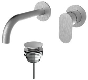 Armando Vicario Slim Inox Μπαταρία Νιπτήρος Εντοιχισμού 2 Οπών+Βαλβίδα clic-clac 500045-110 R0338-110