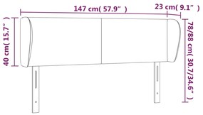Κεφαλάρι με Πτερύγια Σκούρο Γκρι 147 x 23 x 78/88εκ. Υφασμάτινο 3116863