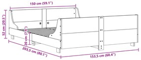 Σκελετός Κρεβατιού Χωρίς Στρώμα 150x200 εκ Μασίφ Ξύλο Πεύκου - Καφέ