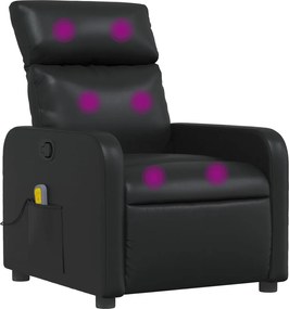 vidaXL Πολυθρόνα Μασάζ Ανακλινόμενη Μαύρη από Συνθετικό Δέρμα