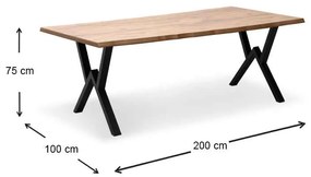 Τραπέζι Walter Megapap Mdf - μεταλλικό χρώμα ακακίας 200x100x75εκ.