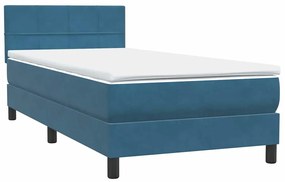 vidaXL Κρεβάτι Boxspring με Στρώμα &amp; LED Σκούρο Μπλε 80x220 εκ. Βελούδινο
