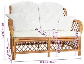 vidaXL Καναπές Διθέσιος Ανοιχτό Καφέ από Ρατάν