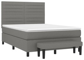 ΚΡΕΒΑΤΙ BOXSPRING ΜΕ ΣΤΡΩΜΑ ΣΚΟΥΡΟ ΓΚΡΙ 140X190 ΕΚ. ΥΦΑΣΜΑΤΙΝΟ 3136670