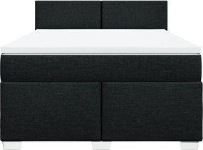 vidaXL Κρεβάτι Boxspring με Στρώμα Μαύρο 140x190 εκ. Υφασμάτινο