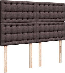 vidaXL Κρεβάτι Boxspring με Στρώμα Σκούρο Καφέ 140x190 εκ. Υφασμάτινο