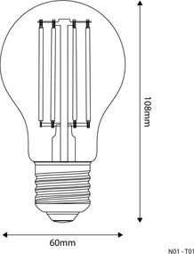 LED Filament Λαμπτήρας N01 Drop A60 Διαφανής 7W 806Lm E27 3500K Dimmable