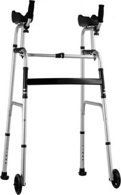 VEVOR 2 in 1 Folding Walker with Armrest Pads &amp; 5" Solid Wheel Height Adjustable