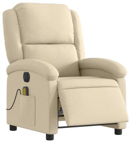 vidaXL Πολυθρόνα Μασάζ Ανακλινόμενη Ηλεκτρική Κρεμ Υφασμάτινη