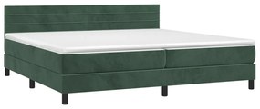 Κρεβάτι Boxspring με Στρώμα Σκούρο Πράσινο 200x200εκ. Βελούδινο - Πράσινο