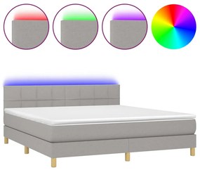 vidaXL Κρεβάτι Boxspring με Στρώμα &amp; LED Αν.Γκρι 160x200 εκ Υφασμάτινο