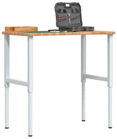 vidaXL Πάγκος Εργασίας Ορθογώνιος 100x60x(71,5-98) εκ Μασίφ Ξύλο Δρυός