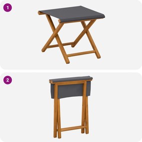 vidaXL Καρέκλα Ακτίνας 2 pcs Στερεό Ξύλο Ευκαλύπτου Γκρι