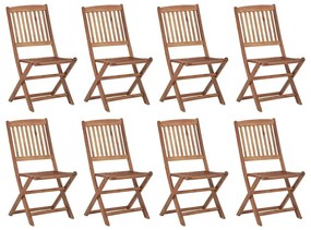 Καρέκλες Εξ. Χώρου Πτυσσόμενες 8 τεμ. από Μασίφ Ξύλο Ακακίας - Καφέ