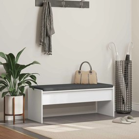 vidaXL Παγκάκι Χαλωρίου με μαξιλάρι Λευκό 103 x 38 x 40 εκ