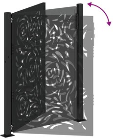 Πύλη κήπου Μαύρη 105x130 cm Ατσάλινη φλόγα σχεδιασμού - Μαύρο