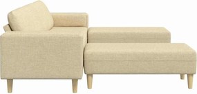 vidaXL Καναπές σαλονιού 3 pcs Κρεμ Πολυεστέρας