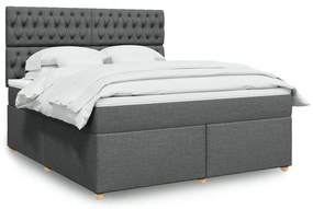 Κρεβάτι Boxspring με Στρώμα Σκούρο Γκρι 180x200 εκ Υφασμάτιν - Γκρι