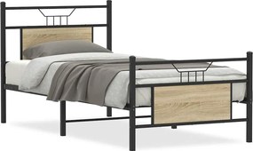 vidaXL Πλαίσιο Κρεβ. Χωρ. Στρώμα Sonoma Δρυς 90x200 εκ. Επεξ. Ξύλο
