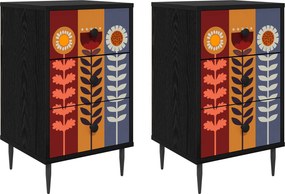 vidaXL Κομοδίνο ESSEN 2 τμχ. Μαύρη Δρυς 36 x 33 x 61 εκ.